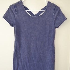 Denim Print Body-con Dress with Cutout Back